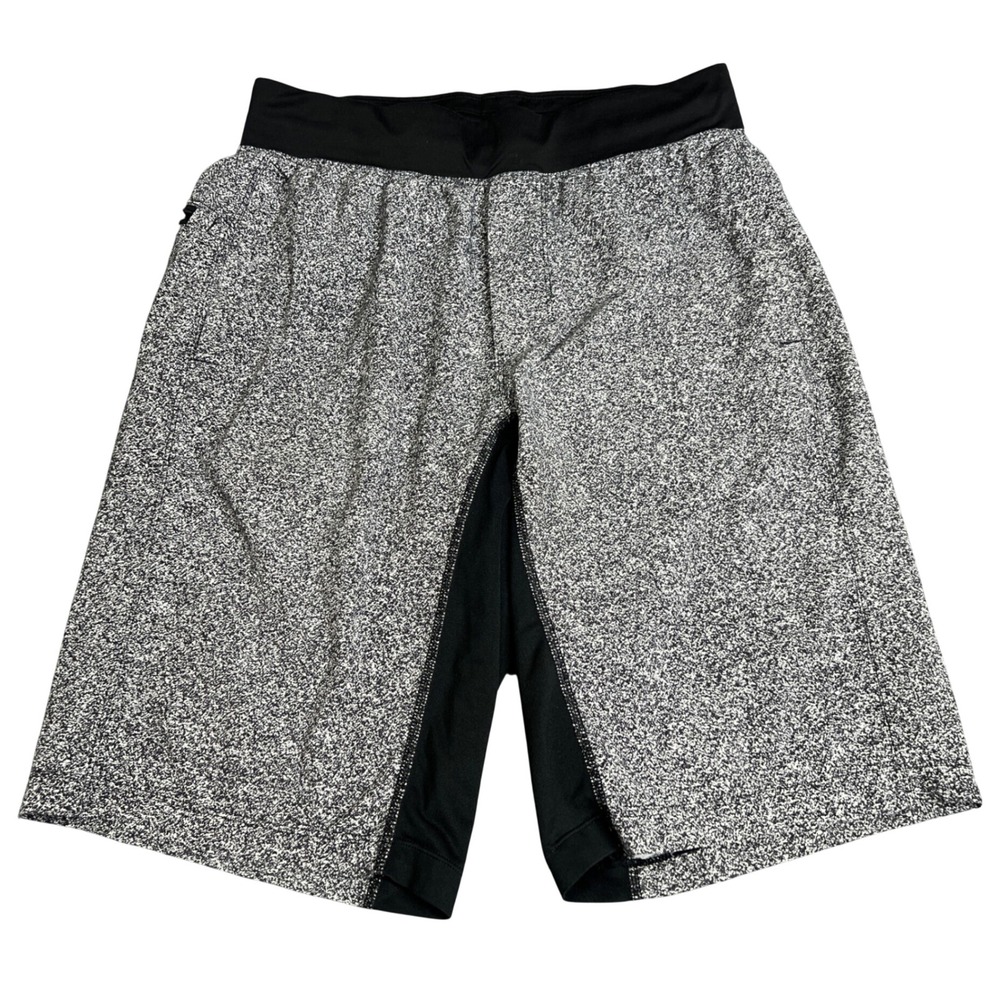 Lululemon Mens T.H.E. Short Linerless 11" Static Grey White Black Size Small
